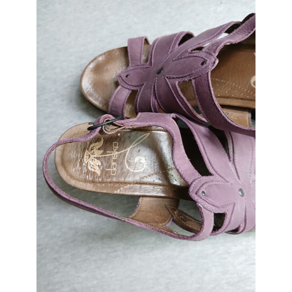 Dansko Sandals 41 / 10.5 Nina Leather Floral Comfort Boho Casual Block Heel - Picture 13 of 16